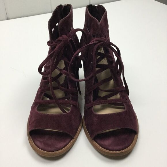 Vince Camuto Purple Suede Open Toe Booties 8.5M - Picture 4 of 13